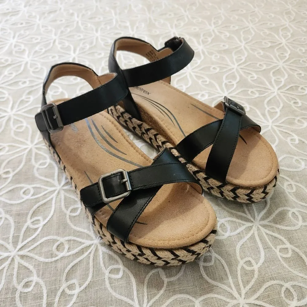 Aetrex Women's Paula Espadrilles Platform Sandals Orthopedic Wedges - Picture 2 of 16